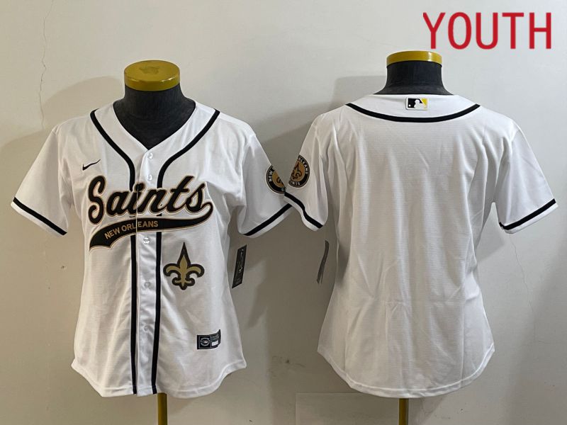 Youth New Orleans Saints Blank White Joint Name 2024 Nike Limited NFL Jersey style 2->youth nfl jersey->Youth Jersey